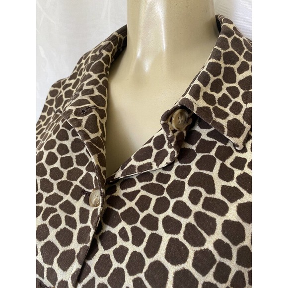 Akris Punto Vest Top Button Down Animal Giraffe Brown Sleeveless Lined C… - Picture 5 of 9